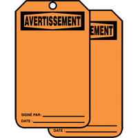 Safety Tags, Cardstock, 3-1/8" W x 5-7/8" H, French Sidevic Inc.