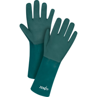 Double Dipped Green Gloves, 14" L, PVC, Cotton Jersey Inner Lining, 70-mil Sidevic Inc.