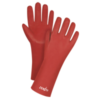 Red Smooth-Finish Chemical-Resistant Gloves, Size 9, 14" L, PVC, Interlock Inner Lining, 47-mil Sidevic Inc.