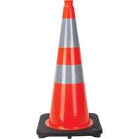 C&ocirc;ne de signalisation, 28", Orange, Bande(s) r&eacute;fl&eacute;chissante(s) 4" & 6" Sidevic Inc.