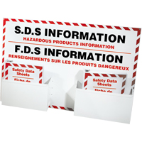 Postes d'information de fiches de donn&eacute;es de s&eacute;curit&eacute;, Anglais & français, Compris reliures Sidevic Inc.