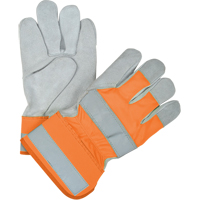 Gants d'ajusteur haute visibilit&eacute; de premi&egrave;re qualit&eacute;, Grand, Paume en Cuir de vache refendu, Doublure en Coton Sidevic Inc.