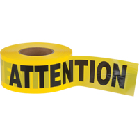 Ruban pour barricade Attention, Bilingue, 3" la x 1000' lo, 2 mils, Noir sur jaune Sidevic Inc.