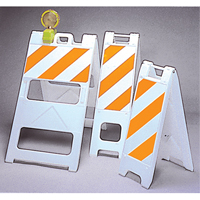 Barricades, Folding, 25" L x 45" H, Orange/White Sidevic Inc.