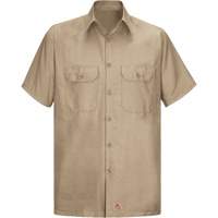 Short Sleeve Ripstop Shirt, Men's, Large (Tall), Khaki Sidevic Inc.