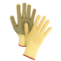 Gants tricot&eacute;s sans couture &agrave; pois, Taille Petit/7, Calibre 7, Rev&ecirc;tement PVC, Enveloppe en Kevlar, ASTM ANSI niveau A2/EN 388 niveau 3 Sidevic Inc.
