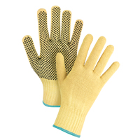 Gants tricot&eacute;s sans couture &agrave; pois, Taille T-Grand/10, Calibre 7, Rev&ecirc;tement PVC, Enveloppe en Kevlar, ASTM ANSI niveau A2/EN 388 niveau 3 Sidevic Inc.