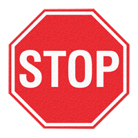 Panneau de signalisation au sol  Stop , Adh&eacute;sif, Anglais avec pictogramme Sidevic Inc.