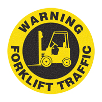 Panneau de signalisation au sol  Warning Forklift Traffic , Adh&eacute;sif, Anglais avec pictogramme Sidevic Inc.