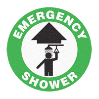 Panneau de signalisation au sol  Emergency Shower , Adh&eacute;sif, Anglais avec pictogramme Sidevic Inc.