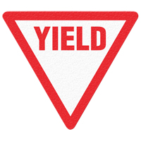 Panneau de signalisation au sol  Yield , Adh&eacute;sif, Anglais avec pictogramme Sidevic Inc.