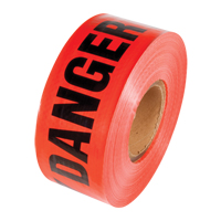 Reinforced Grade Barricade Tape, English, 3" W x 500' L, 5 mils, Black on Red Sidevic Inc.