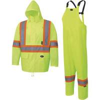5619 150D Oxford Rain Suit, Polyester, 2X-Large, High Visibility Lime-Yellow Sidevic Inc.