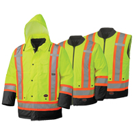 5021BB Manteau de s&eacute;curit&eacute; 6 en 1 imperm&eacute;able, Jaune lime haute visibilit&eacute;, 2T-Grand Sidevic Inc.