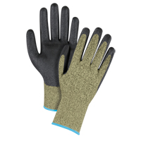 Gants &eacute;lastiques sans coutures r&eacute;sistants &agrave; la coupe noir & jaune, Taille T-Grand/10, Calibre 13, Rev&ecirc;tement Mousse de nitrile, Enveloppe en Aramide, ASTM ANSI niveau A6 Sidevic Inc.