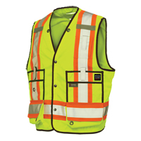 Veste de s&eacute;curit&eacute; pour arpenteur, Jaune lime haute visibilit&eacute;, T-Grand, Polyester Sidevic Inc.