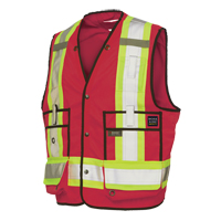 Veste de s&eacute;curit&eacute; pour arpenteur, Rouge, Grand, Polyester Sidevic Inc.