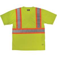 T-shirt de s&eacute;curit&eacute; avec poche &agrave; manches courtes, Polyester, Grand, Jaune lime haute visibilit&eacute; Sidevic Inc.