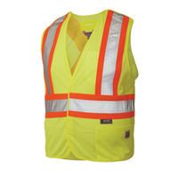 Veste de s&eacute;curit&eacute; d&eacute;tachable en cinq points, Jaune lime haute visibilit&eacute;, Grand/T-Grand, Polyester Sidevic Inc.