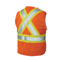 Veste de s&eacute;curit&eacute; d&eacute;tachable en cinq points, Orange haute visibilit&eacute;, Grand/T-Grand, Polyester Sidevic Inc.