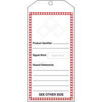 GHS Jumbo Safety Tag, Cardstock, 3-7/8" W x 8-1/2" H, English Sidevic Inc.