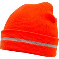 Bonnet en tricot haute visibilit&eacute; avec bande r&eacute;fl&eacute;chissante, Orange haute visibilit&eacute;, Acrylique Sidevic Inc.