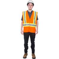 Traffic Safety Vest, High Visibility Orange, Medium, Polyester Sidevic Inc.