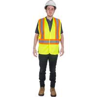 Traffic Safety Vest, High Visibility Lime-Yellow, Medium, Polyester Sidevic Inc.