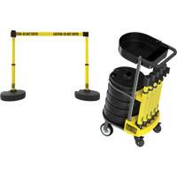 PLUS Barrier Post Cart Kit with Tray, 75' L, Metal, Yellow Sidevic Inc.