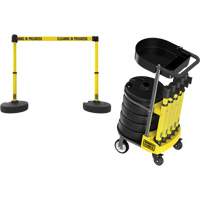 PLUS Barrier Post Cart Kit with Tray, 75' L, Metal, Yellow Sidevic Inc.