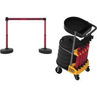 PLUS Barrier Post Cart Kit with Tray, 75' L, Metal, Red Sidevic Inc.