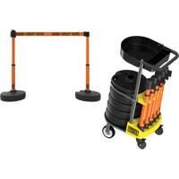 PLUS Barrier Post Cart Kit with Tray, 75' L, Metal, Orange Sidevic Inc.