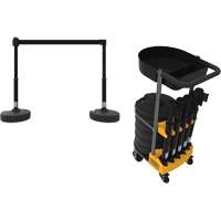 PLUS Barrier Post Cart Kit with Tray, 75' L, Metal, Black Sidevic Inc.