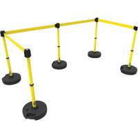 PLUS Barrier Post Set X5, Plastic, 42" H, Yellow Tape, 15' Tape Length Sidevic Inc.