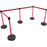 PLUS Barrier Post Set X5, Plastic, 42" H, Red Tape, 15' Tape Length Sidevic Inc.