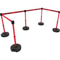 PLUS Barrier Post Set X5, Plastic, 42" H, Red Tape, 15' Tape Length Sidevic Inc.