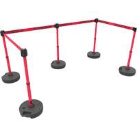 PLUS Barrier Post Set X5, Plastic, 42" H, Red Tape, 15' Tape Length Sidevic Inc.