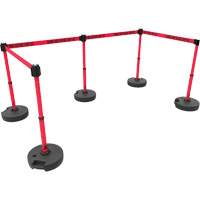 PLUS Barrier Post Set X5, Plastic, 42" H, Red Tape, 15' Tape Length Sidevic Inc.