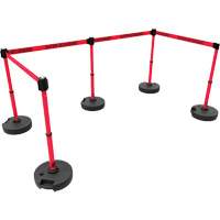 PLUS Barrier Post Set X5, Plastic, 42" H, Red Tape, 15' Tape Length Sidevic Inc.