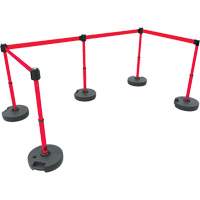 PLUS Barrier Post Set X5, Plastic, 42" H, Red Tape, 15' Tape Length Sidevic Inc.