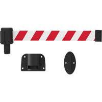 PLUS Wall Mount Barrier System, Plastic, Screw Mount, 15', Red and White Tape Sidevic Inc.