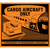 "Cargo Aircraft Only" Handling Labels, 4-3/4" L x 4-1/4" W, Orange Sidevic Inc.