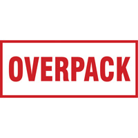 "Overpack" Handling Labels, 6" L x 2-1/2" W, Red on White Sidevic Inc.