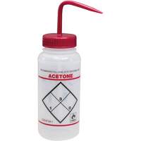 Bouteille de rinsage &agrave; grande ouverture avec &eacute;tiquette de s&eacute;curit&eacute; "Acetone", 16 oz Sidevic Inc.