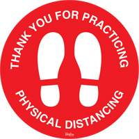Enseigne pour plancher  Physical Distancing , Adh&eacute;sif, Anglais avec pictogramme Sidevic Inc.