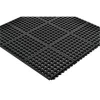 Cushion-Ease&reg; 550 Interlocking Anti-Fatigue Mat, Slotted, 3' x 3' x 3/4", Black, Rubber Sidevic Inc.