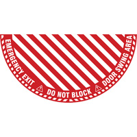 "Emergency Exit" Half Circle Swing Door Floor Sign, Adhesive, English with Pictogram Sidevic Inc.