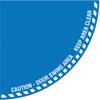 "Caution" Quarter Circle Swing Door Floor Sign, Adhesive, English with Pictogram Sidevic Inc.