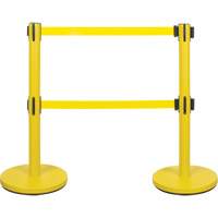 Barri&egrave;re pour le contr&ocirc;le des foules &agrave; courroie double, Acier, 35" h, Ruban Jaune, Longueur du ruban 7' Sidevic Inc.