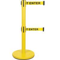 Barri&egrave;re pour le contr&ocirc;le des foules &agrave; courroie double, Acier, 35" h, Ruban Jaune, Longueur du ruban 7' Sidevic Inc.